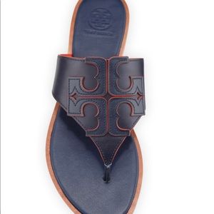 Tory Burch Jamie Full Logo Thong Royal Navy/Red Canyon